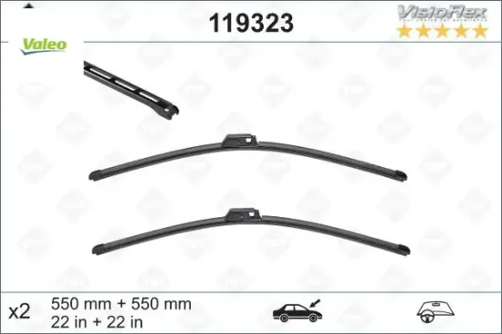 Silecek süpürgesi ön a4-a6 550×550 mm Valeo 4B0998002/ 4B1955425C/ 4B7955425L resmi