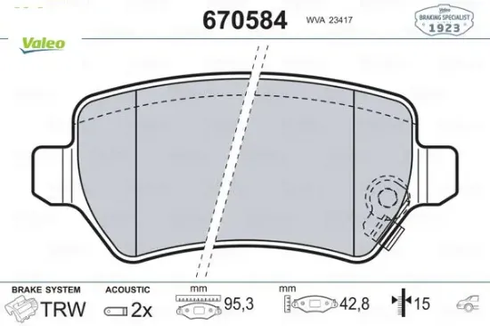 Arka balata astra g 98 > astra h 05 > merıva 03 > zafıra 00 > combo 02 > fte kırmızı kutu Valeo 93188727/ 1605967/ 1605086/ WVA23415 resmi