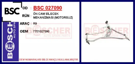 Ön cam silecek mekanizması motorsuz r9 7701027090 resmi