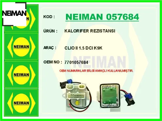 Kalorıfer rezıstansı clıo ıı 1.5 dcı k9k 7701057684 resmi