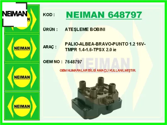 Ateşleme bobını palıo-albea-bravo-punto 1.2 16v-tmpr 1.4-1.6-tpsx 2.0 ie 7648797 resmi