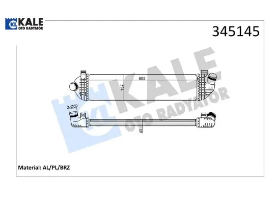 Turbo radyatörü ıntercooler volvo c30 06-12 -s40 04 > v50 04 > 1.6d-2.0d- c70 2.0d 08 > 658×157 Kale radyatör 30680124/ 30741046/ 31280122/ 31319168 resmi