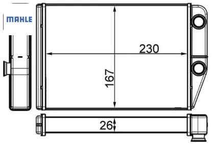 Kalorifer radyatörü peugeot boxer ııı cıtroen jumper fıat ducato ııı 06> 230×163x26 Mahle 6448.R0/ 77364073 resmi