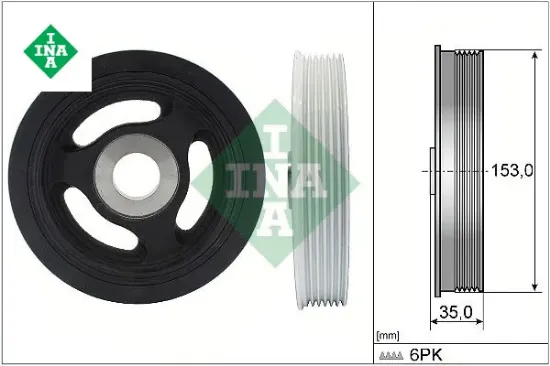 Krank kasnağı p206-p207-p208-p308-p508-p3008-p5008-partner-c2-c3-nemo c4-c5-berlıngo 1.4-1.6 hdı for Ina 0515.T3/ 1369546/ AV6Q6B319AA resmi