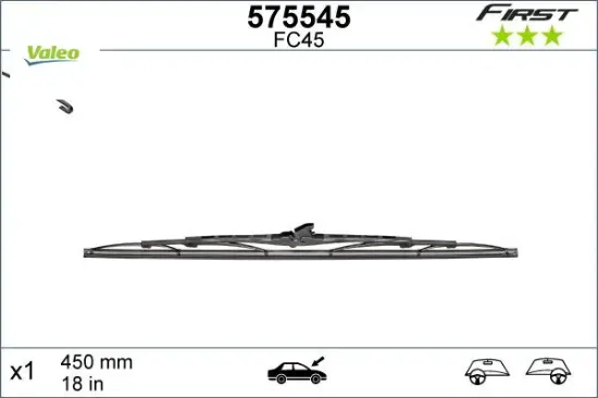 Silecek süpürgesi 450mm normal tip first üniversal Valeo 65081600 resmi