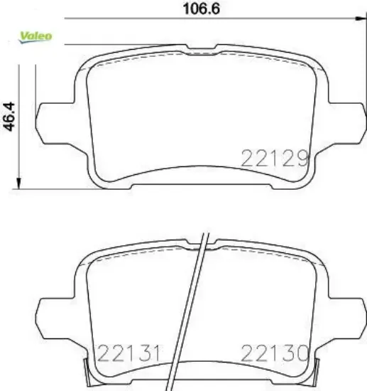 Arka fren balatası opel astra k 1.0-1.4-1.4t-1.6t-1.6 cdtı 16>22 106.5x46.3x16.6 Valeo 1684934880/ 39037199/ 95526568 resmi