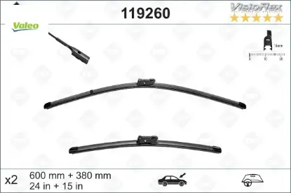 Silecek süpürgesi ön polo-toledo-rapıd-a1 2010 > 600×380 mm Valeo 6R1998002/ 6R1955425A/ 8X1955425A resmi