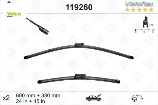 Silecek süpürgesi ön polo-toledo-rapıd-a1 2010 > 600×380 mm Valeo 6R1998002/ 6R1955425A/ 8X1955425A resmi