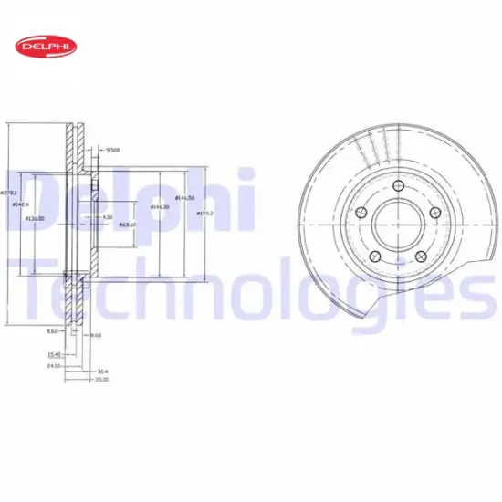 Fren diski ön ford connect 02> 278×24x5dl Delphı 2T141125CC/ 1361298/ 1361300 resmi