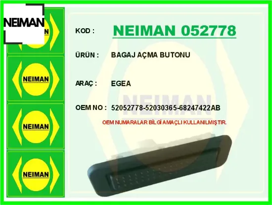 Bagaj açma düğmesi fıat egea 16> jeep renegade 14> 52052778/ 52030365/ 68247422AB resmi