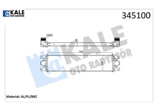 Turbo radyatörü ıntercooler master ıı-ııı-movano 2.5dcı al/pl/brz 738×175.3x40 Kale radyatör 7701057121/ 4415074 resmi