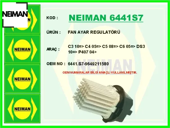 Fan ayar regulatörü c3 10 > c4 05 > c5 08 > c6 05 > ds3 10 > p407 04> 6441.S7/ 9649211580 resmi