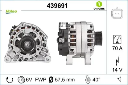 Alternatör 14v 70ah bıpper-nemo-p206-partner-partner tepee-berlıngo-xsara-c15-jumpy tu1jp 439275 Valeo 5705.KX/ 5702.K1/ 5705.4H/ 9642879980 resmi