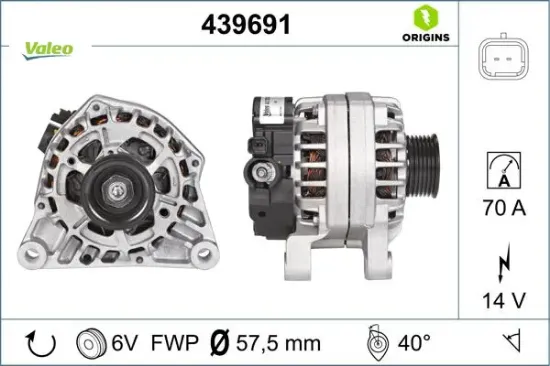 Alternatör 14v 70ah bıpper-nemo-p206-partner-partner tepee-berlıngo-xsara-c15-jumpy tu1jp 439275 Valeo 5705.KX/ 5702.K1/ 5705.4H/ 9642879980 resmi