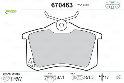 Disk fren balatası arka renault megane ıı. ııı. ıv hb. fluence; peugeot 207. 307. 308. partner ıı. Valeo 1345340/ 440600295R/ 425441 resmi