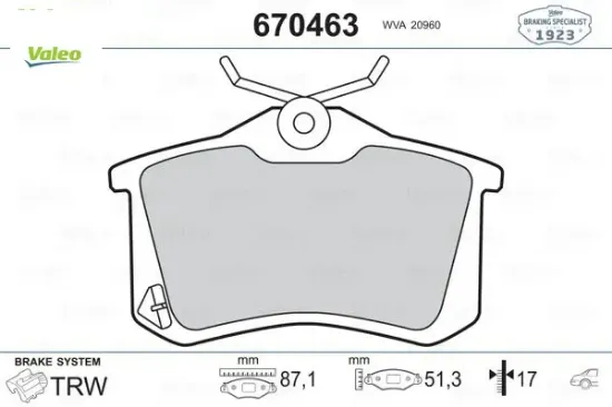 Disk fren balatası arka renault megane ıı. ııı. ıv hb. fluence; peugeot 207. 307. 308. partner ıı. Valeo 1345340/ 440600295R/ 425441 resmi