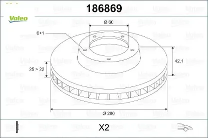 Ön fren aynası astra h 1.4-1.6 04>merıva 1.6 03>combo 1.3 cdti 4.05> 280×25x4dlxhavalı 569067-955266 Valeo 569007/ 569006/ 93181113/ 93175376 resmi