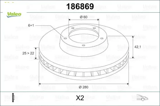 Ön fren aynası astra h 1.4-1.6 04>merıva 1.6 03>combo 1.3 cdti 4.05> 280×25x4dlxhavalı 569067-955266 Valeo 569007/ 569006/ 93181113/ 93175376 resmi