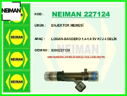 Enjektör memesi renault clıo symbol 02> dacıa logan 06> sandero 08> 1.4-1.6-8 valf k7j 8200227124 resmi