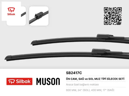 Ön silecek süpürgesi muz tipi 600 430mm berlingo k9 -fıat doblo 510- 511 06-22 Sılbak UNIVERSAL resmi