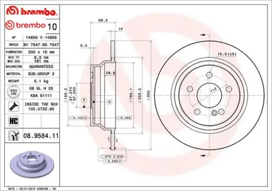 Fren dıskı arka mercedes w211 s211 c218 w212 s212 Brembo A0004231012 resmi