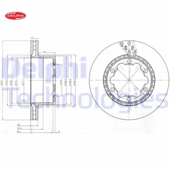 Fren dıskı arka mercedes sprınter b906 b907 . vw crafter 30-35-50 cıft teker Delphı A9064230112/ 2E0615601 resmi