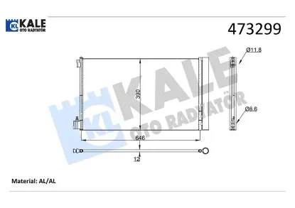 Klima radyatörü kondenseri opel ınsignia a 08>17 1.6 xer-let 1.6-2.0 cdtı brazıng al-al 647×38 2×12 Kale radyatör 1850134/ 13330217/ 1850 377 resmi