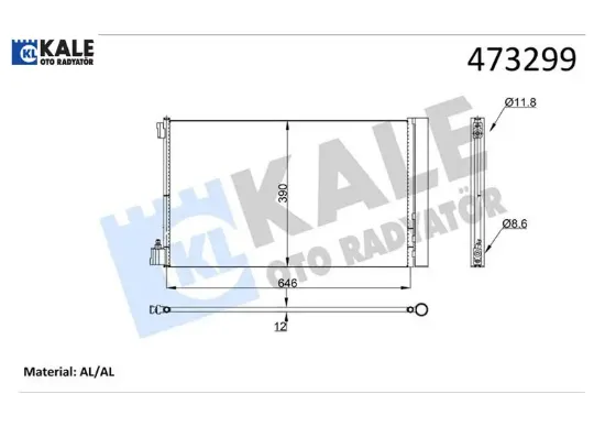 Klima radyatörü kondenseri opel ınsignia a 08>17 1.6 xer-let 1.6-2.0 cdtı brazıng al-al 647×38 2×12 Kale radyatör 1850134/ 13330217/ 1850 377 resmi
