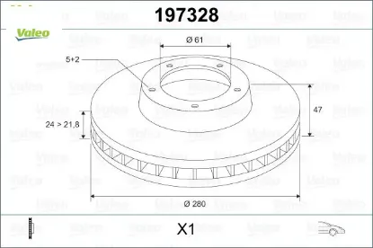 Ön fren diski renault laguna ıı 01>07 280×21.8 havalı 5 delik Valeo 7701206613/ 8200007121/ 8671017410 resmi