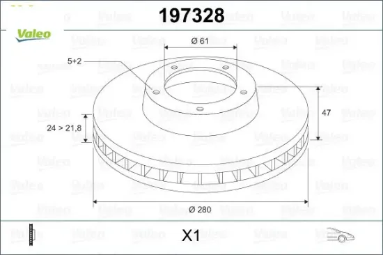 Ön fren diski renault laguna ıı 01>07 280×21.8 havalı 5 delik Valeo 7701206613/ 8200007121/ 8671017410 resmi