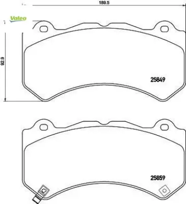 Ön balata jeep grand cherokee ıv 3.6 v6 4×4 10 > 3.6 vvt 4×4 16 > Valeo 68144427AA/ 68144427AB/ D106080B0A resmi