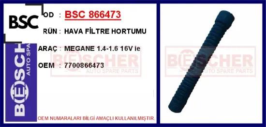 Hava filtre hortumu megane 1.4-1.6 16v ie 7700866473 resmi