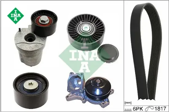 Kanallı kayıs setı bmw e81 e82 e87 e88 e90 e92 e93 kutuklu. devırdaımlı Ina 11287800333/ 11517807311/ 6PK1817 resmi