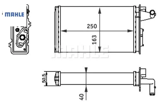 Kalorifer radyatörü fıat tempra 95>01 tipo 95>01 alfa romeo 145 95>01 146 94>01 155 92>97 250×163x40 Mahle 7754065/ 7582699/ 7754068 resmi