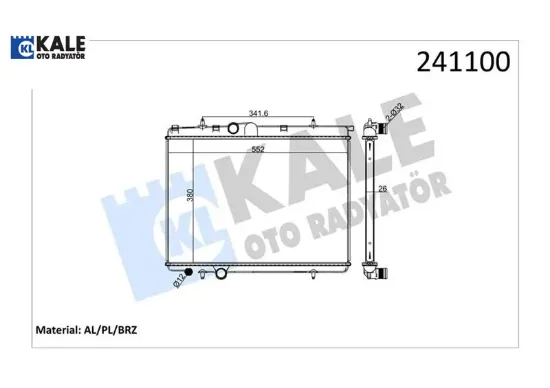 Radyatör p206 1.4hdı turbo diesel 1.6ı 16v-1.9d-2.0hdı turbo diesel - 2.0ı 16v 1 sıra alb sistem Kale radyatör 1333.14/ 1330.G1 resmi