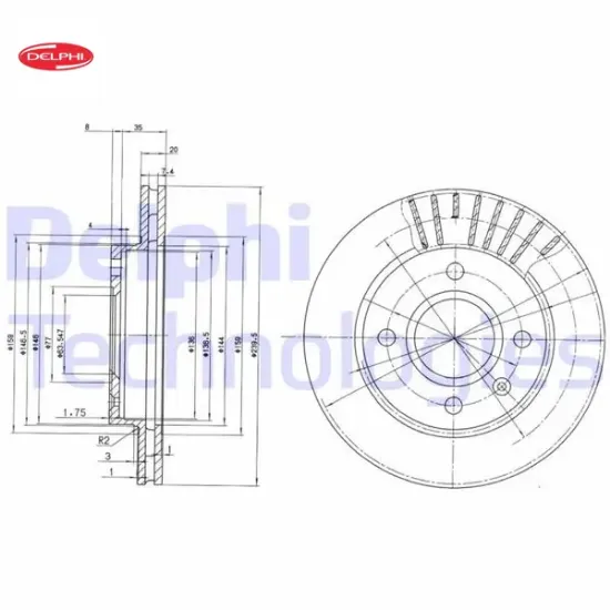 Fren diski ön ford fiesta-escort 91> dış çap: 240mm Delphı YS6J1125CC/ 5028281/ 1019604/ 1107768 resmi