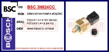 Direksiyon pompa basınç müşürü ford focus 98> ince diş: 3/8x24 98AB3N824CC/ 1076646 resmi