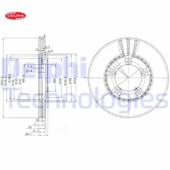 Ön fren diski hava kanallı hyundaı h100 2.5l d4ba d4bf 4d55 4d56 panelvan 94-05 / 2.6l d4bb kamyon e Delphı 5812944010 resmi