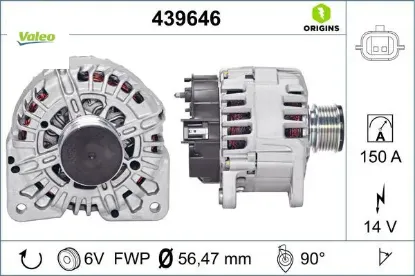 Alternator 14v 150a renault clıo ııı 05>10 clıo ıv 12> fluence 10> kangoo ıı 08> laguna ııı 07>15 me Valeo 231000026R resmi