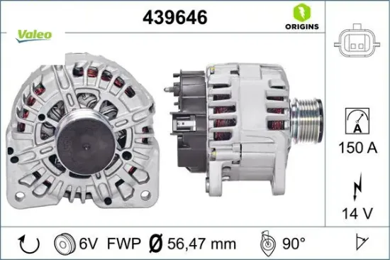 Alternator 14v 150a renault clıo ııı 05>10 clıo ıv 12> fluence 10> kangoo ıı 08> laguna ııı 07>15 me Valeo 231000026R resmi