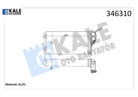 Kalorifer radyatörü 307 00 > 242×135x42 / ac al/mknk Kale radyatör 6448.K0 resmi