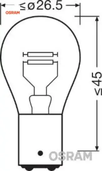 Ampul 12v 1016 stop 21/4w yakın tırnak çift duy şaşı tırnak Osram resmi