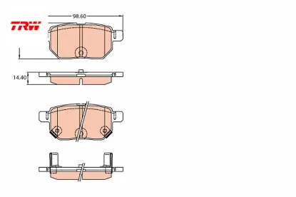 Arka fren balata toyota aurıs. corolla 1.6l 1zr-fe zre151 07-11 / 1.33l 1nr-fe nre150 6 vites 10-> Trw 0446612130/ 0446652120/ WVA24610 resmi