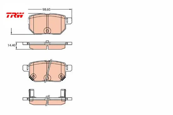 Arka fren balata toyota aurıs. corolla 1.6l 1zr-fe zre151 07-11 / 1.33l 1nr-fe nre150 6 vites 10-> Trw 0446612130/ 0446652120/ WVA24610 resmi