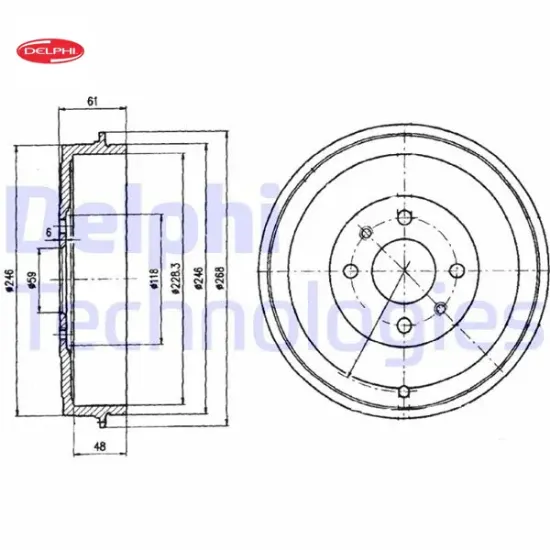 Arka fren kampanası fıat albea 00> doblo 01> fıorıno 09> lınea 09> marea 00> tempra 92>96 tıpo 90>95 Delphı 60814839/ 7769850/ 4247.55/ 52015299 resmi