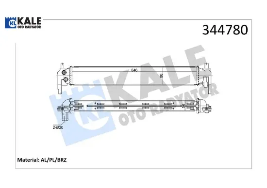 Turbo radyatörü ıntercooler polo 1.2 tsi 11/09 > al/pl/brz Kale radyatör 6R0145805H resmi