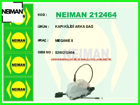 Kapı kilidi arka sağ megane ıı 8200212464 resmi