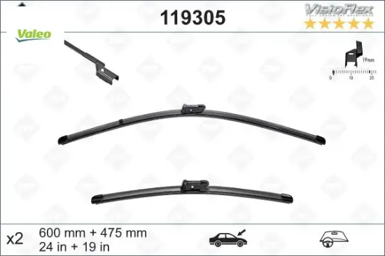 Silecek süpürgesi ön üstten basmalı golf5-golf6-jetta-passat-caddy-yetı 600×475 mm Valeo 1Q1998002/ 3C1998002/ 5K1955425 resmi