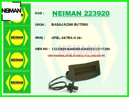 Bagaj kapak açma butonu swici opel astra h 04> 13223920/ 6240399/ 6240325/ 13117289 resmi