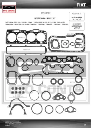 Motor takım contası slx tipo tmpr 304001 keçeli subap lastikli Otoconta 5888261 resmi